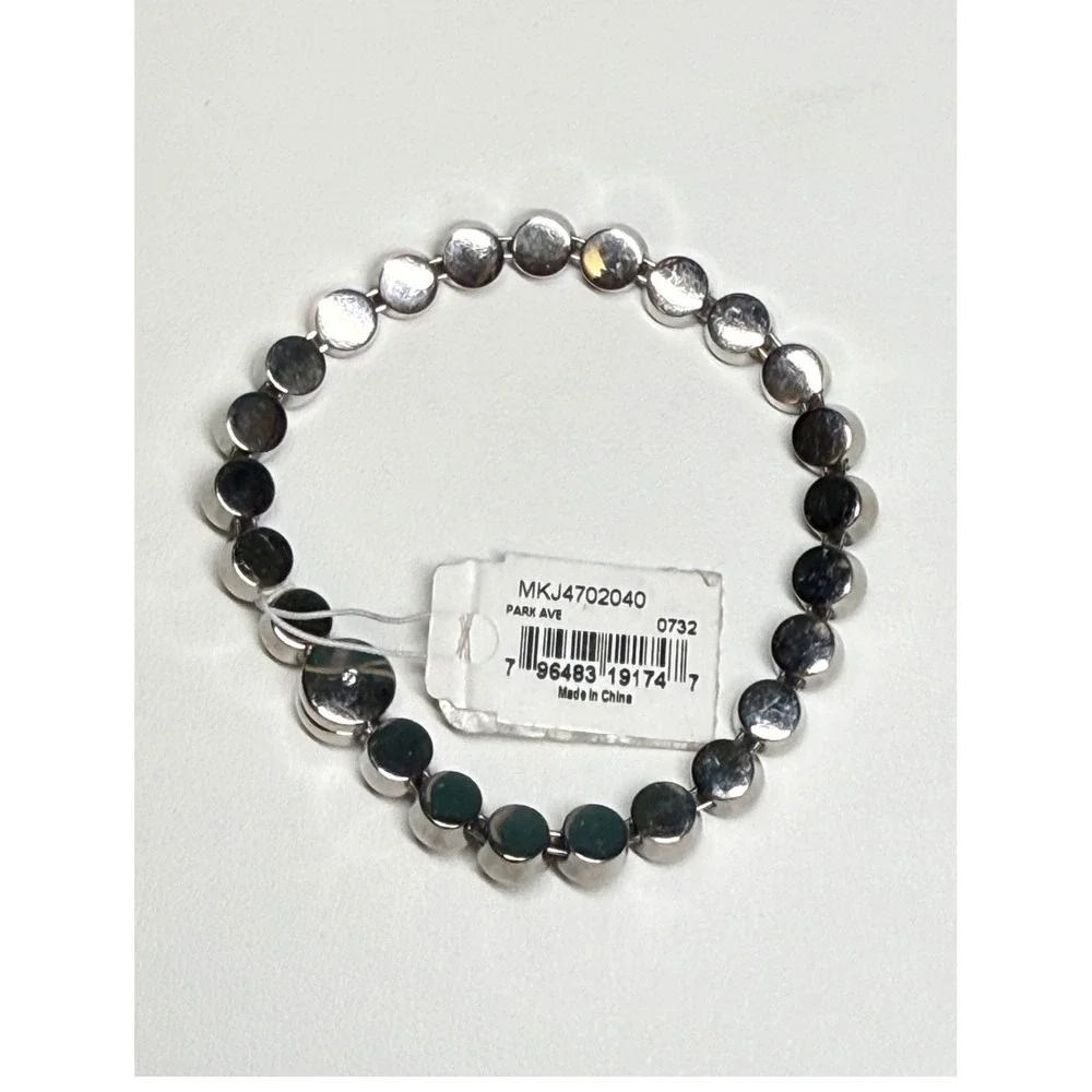 Michael Kors Park Ave Bracelet Womens Silver Grey NWT Crystal Slider Mcbling - Picture 3 of 6